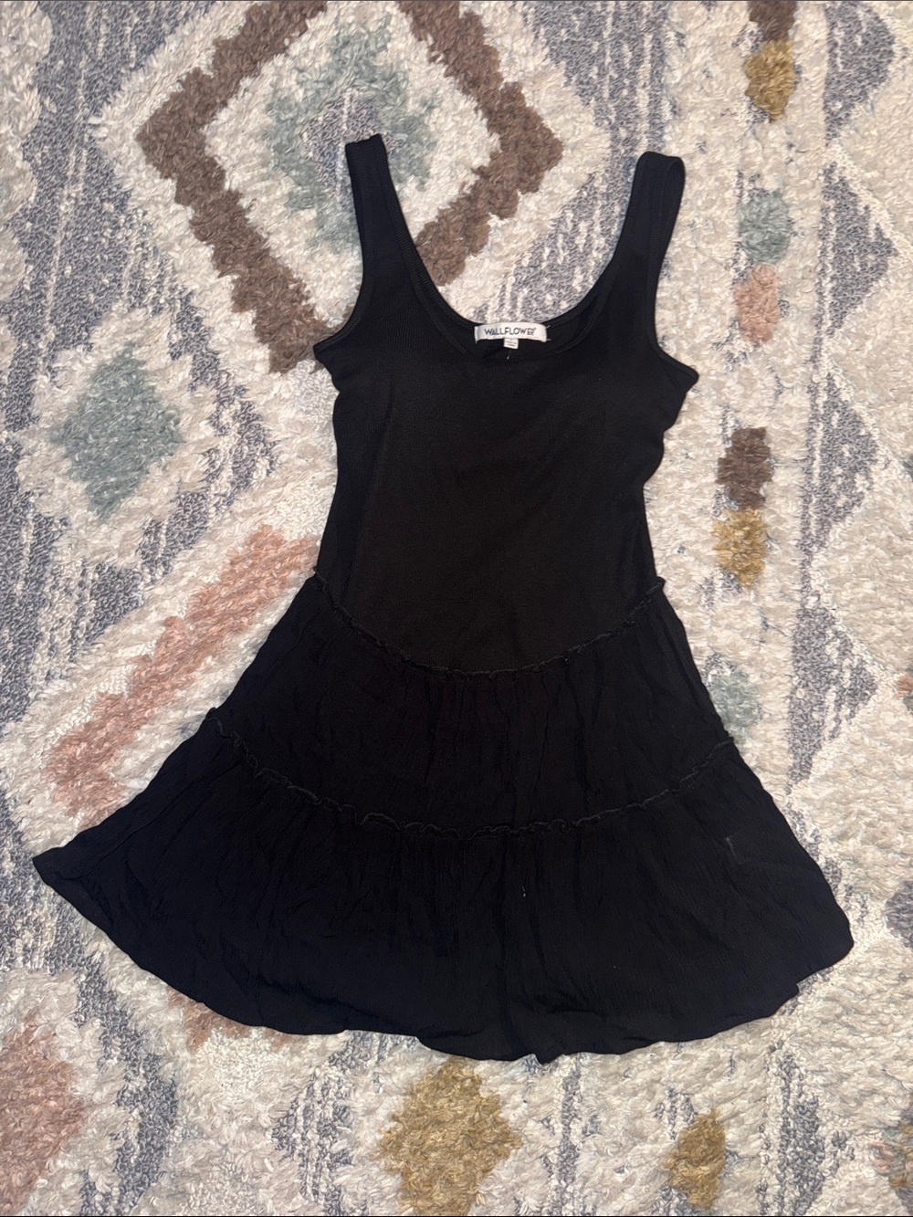 Wallflower Black Scoop Neck Tiered Summer Dress